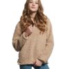 Long Sleeve Furry Fleece Pullover Tops Coat