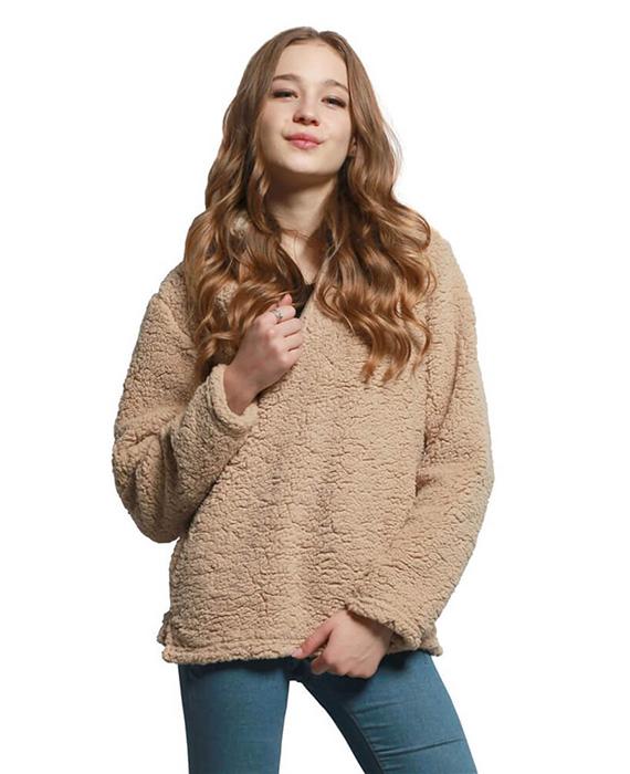 Long Sleeve Furry Fleece Pullover Tops Coat