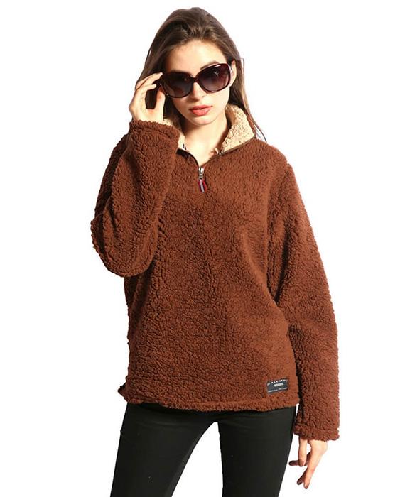 Long Sleeve Furry Fleece Pullover Tops Coat