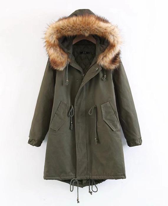 Cotton Padded Long Parka Jacket