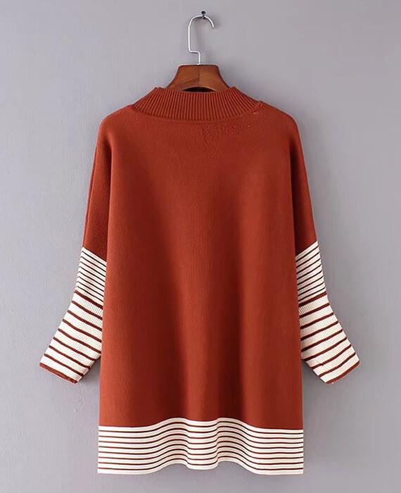 Striped Knitted Side Split Sweaters