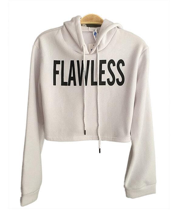 Flawless Letter Print Crop Pullover Hoodie
