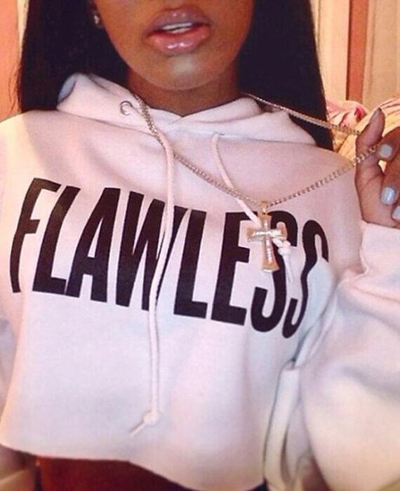 Flawless Letter Print Crop Pullover Hoodie