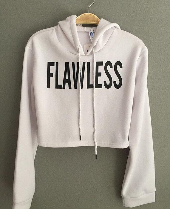 Flawless Letter Print Crop Pullover Hoodie
