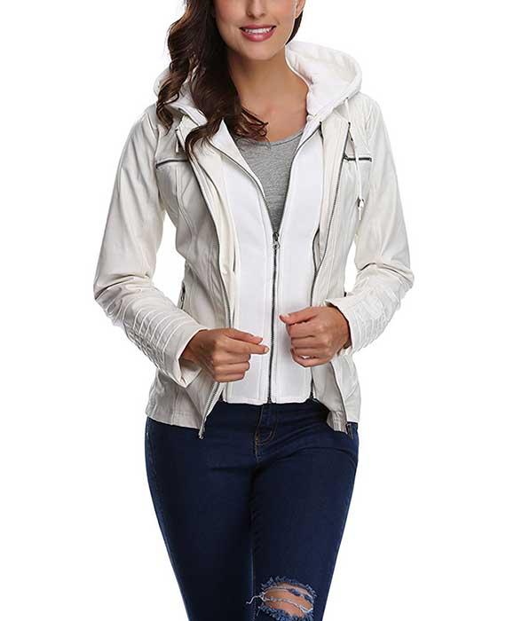 Ladies white hooded jacket outlet