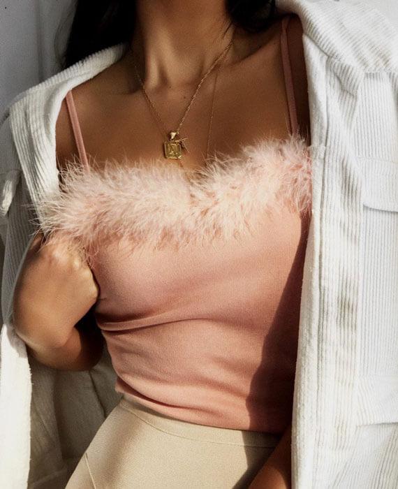 Faux Fur Pink Crop Top