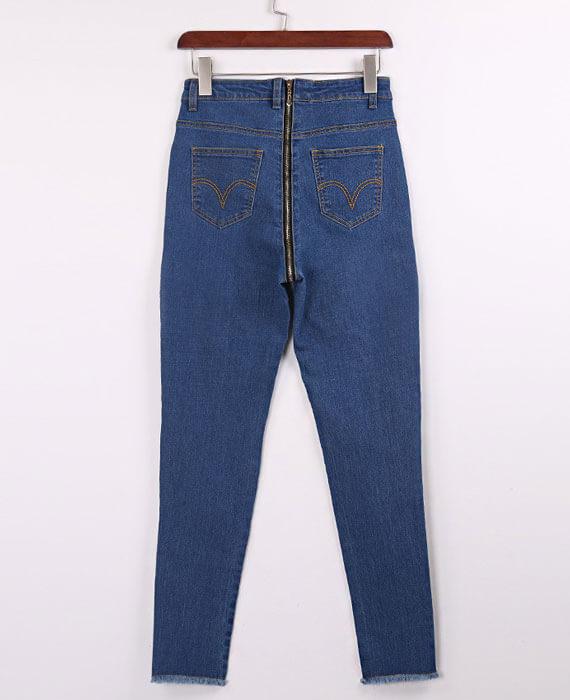High Waist Skinny Back Zipper Jeans