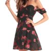 Black Floral Off the Shoulder Dress