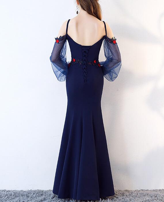 Flower Beading Lace Mermaid Formal Evening Dresses