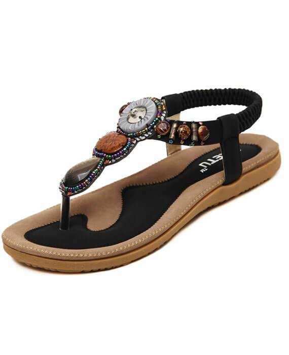 4 Color Bohemia Beaded Footbed Sandals