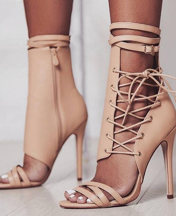 Lace Up Ankle Strap High Heels Party Sandal