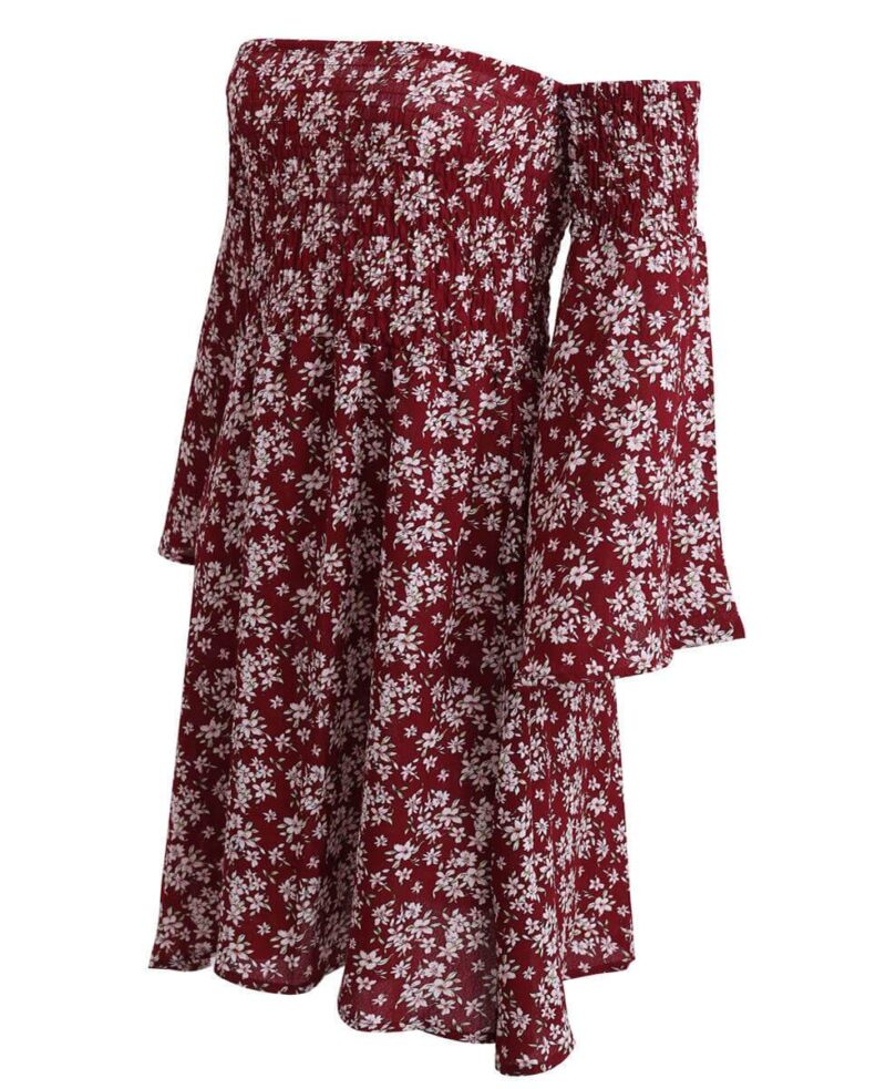 Off the Shoulder Floral Dress-3