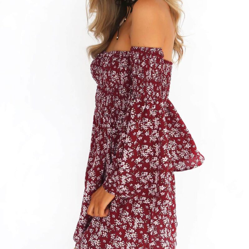Off the Shoulder Floral Dress-2