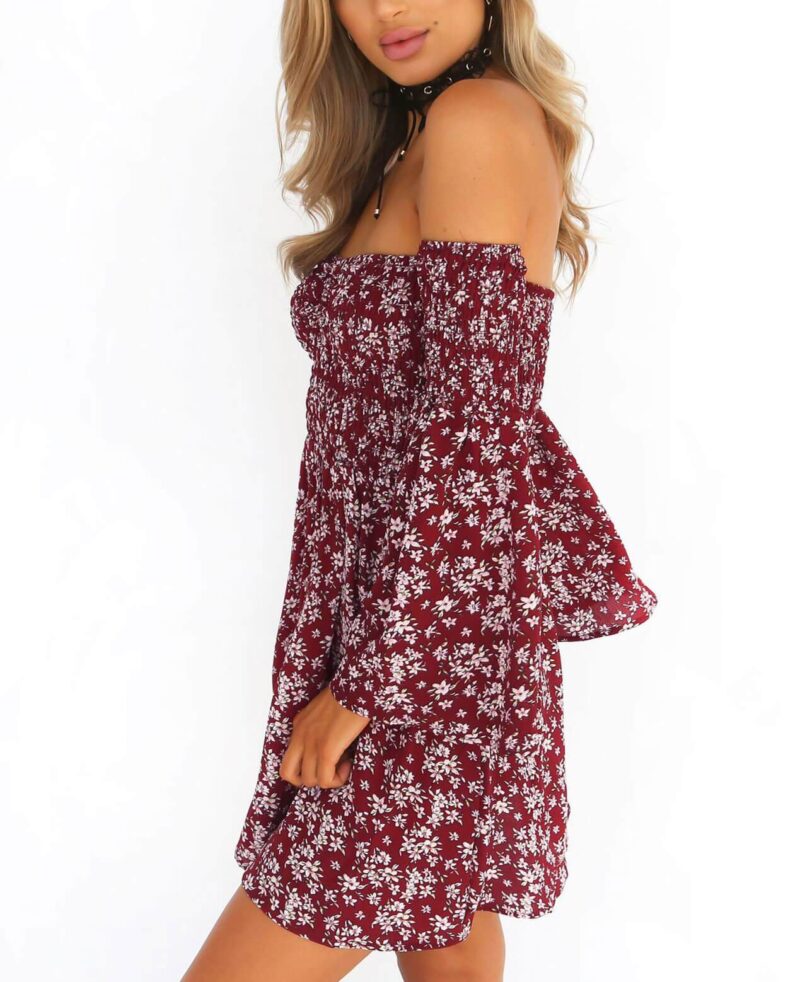 Off the Shoulder Floral Dress-2