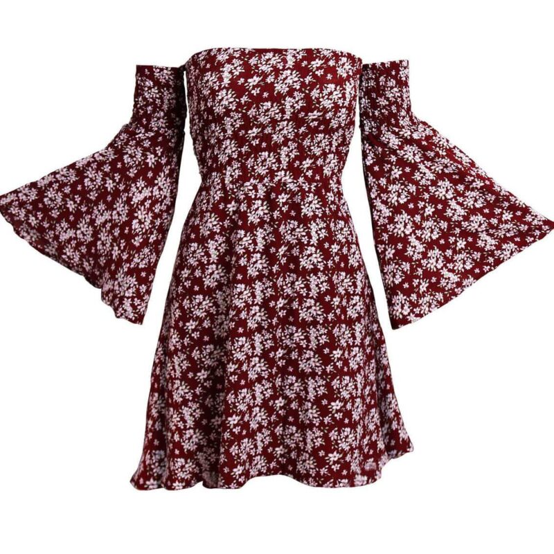 Off the Shoulder Floral Dress-4