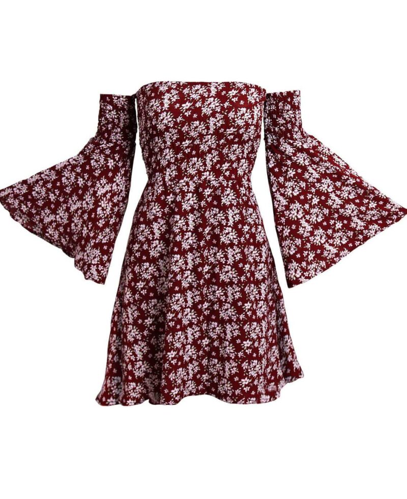 Off the Shoulder Floral Dress-4