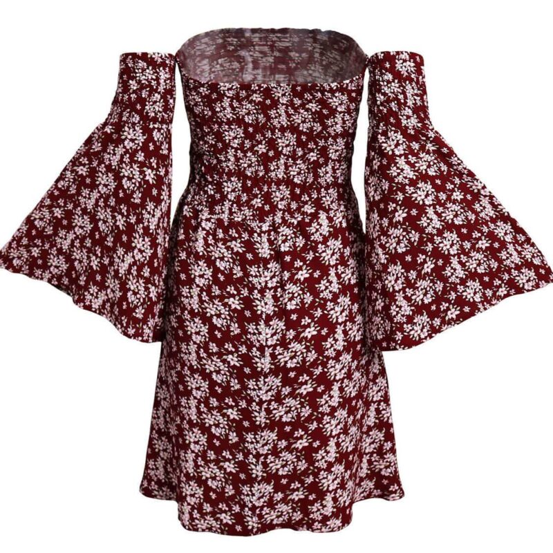 Off the Shoulder Floral Dress-5