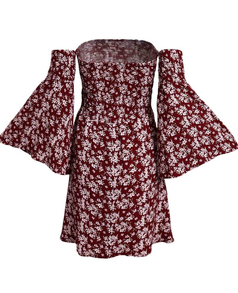 Off the Shoulder Floral Dress-5