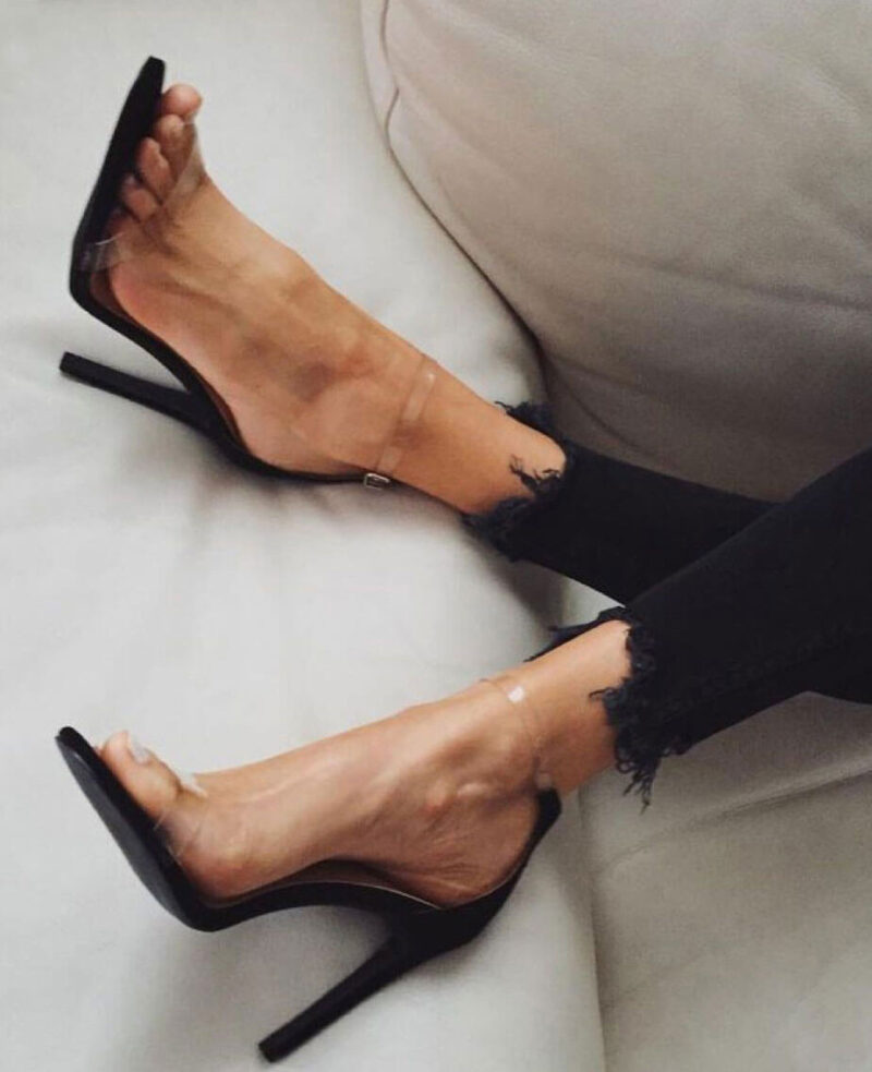 PVC Sexy Clear Transparent Ankle Strap High Heels