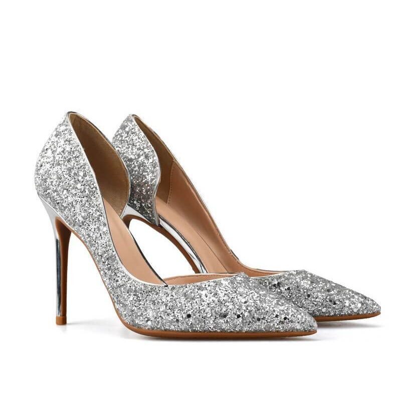 Sexy Metal Heel Sequined Gradient 8cm Super High Heels