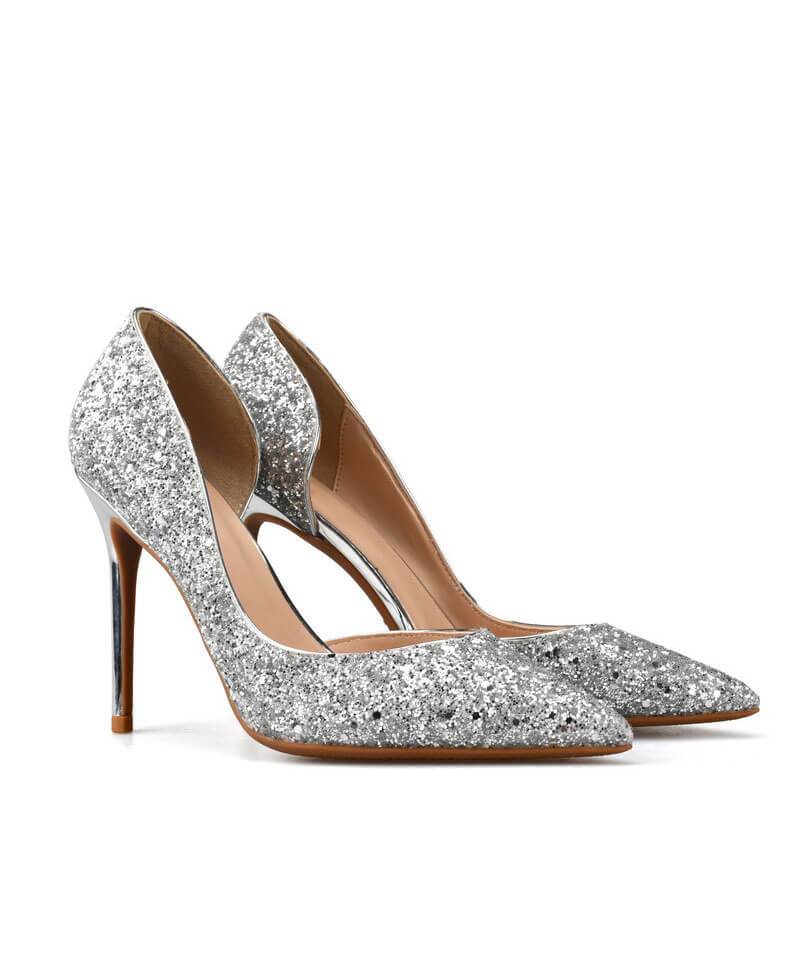Sexy Metal Heel Sequined Gradient 8cm Super High Heels