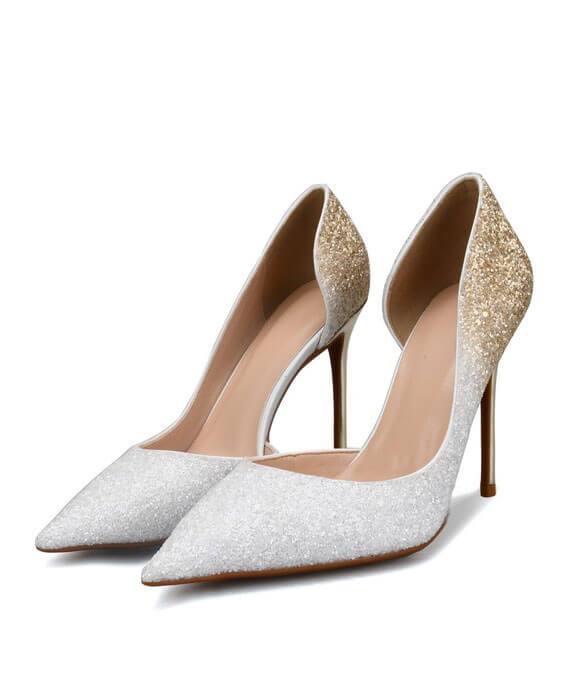 Sexy Metal Heel Sequined Gradient 8cm Super High Heels