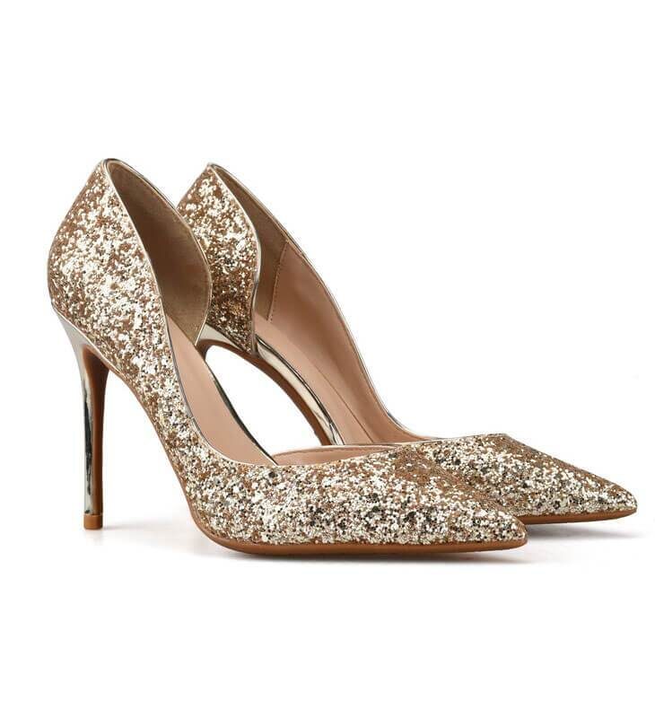 Sexy Metal Heel Sequined Gradient 8cm Super High Heels