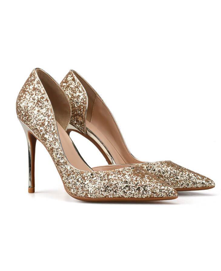 Sexy Metal Heel Sequined Gradient 8cm Super High Heels