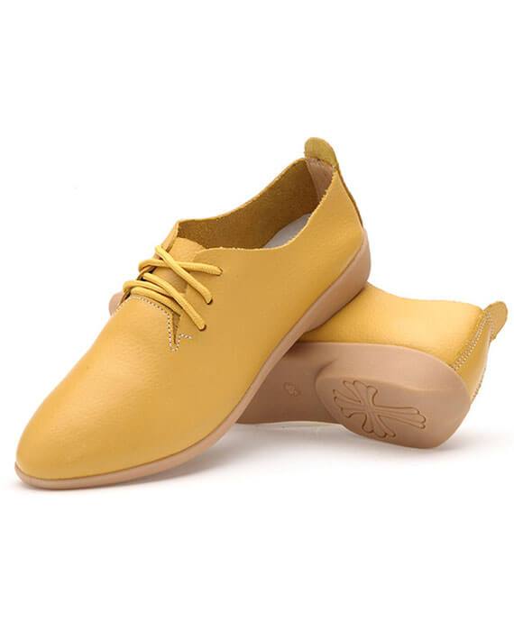Ballet Leather Round Toe Flats Shoes
