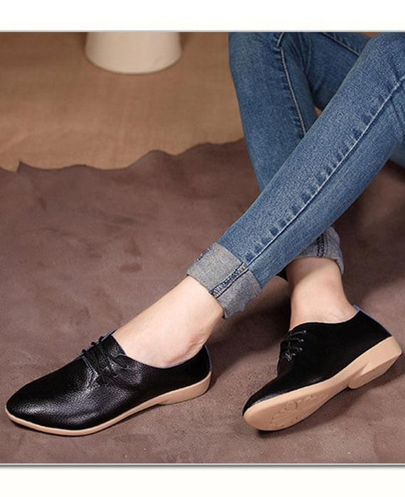 Ballet Leather Round Toe Flats Shoes