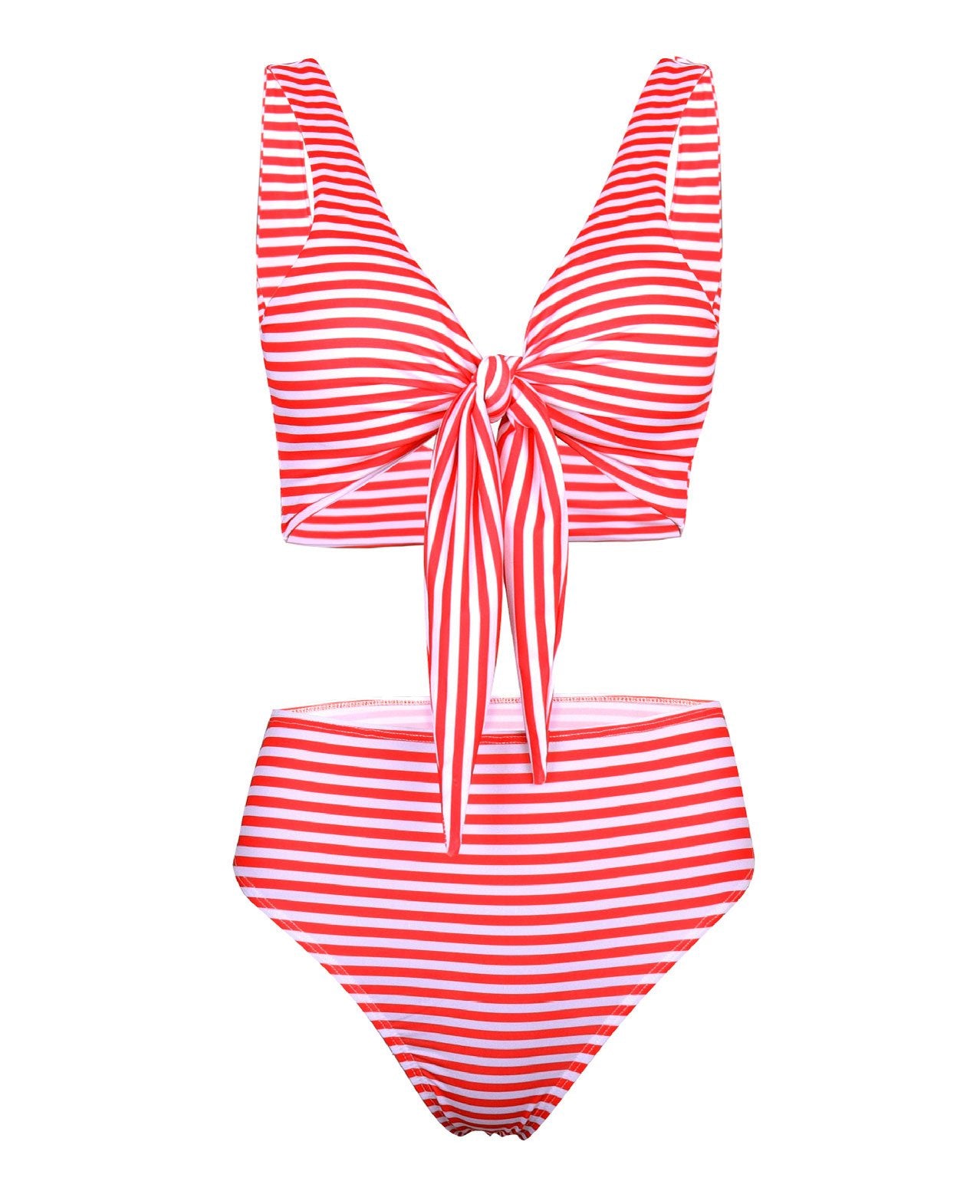 Double-deck Milk Striped Double Shoulder Stripes Swimsuit