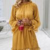 Lace Up Backless Mesh Dress