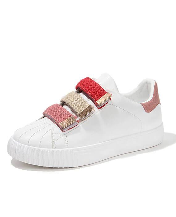Hook Loop Mixed Color White Sneaker