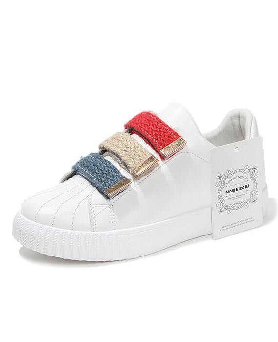 Hook Loop Mixed Color White Sneaker