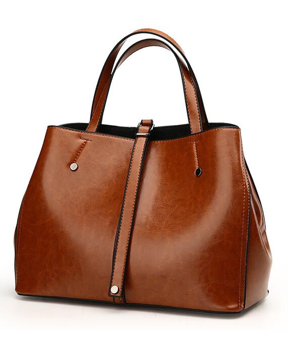 Oil Wax Leather Casual Tote Handbags