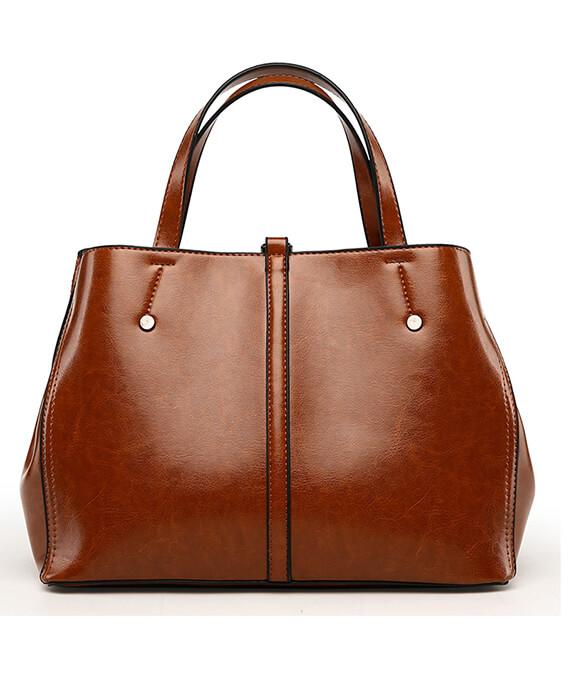 Oil Wax Leather Casual Tote Handbags