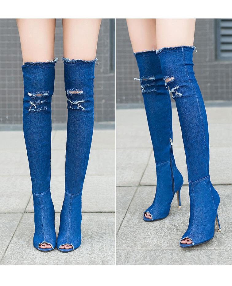 Over the Knee Peep Toe Boots