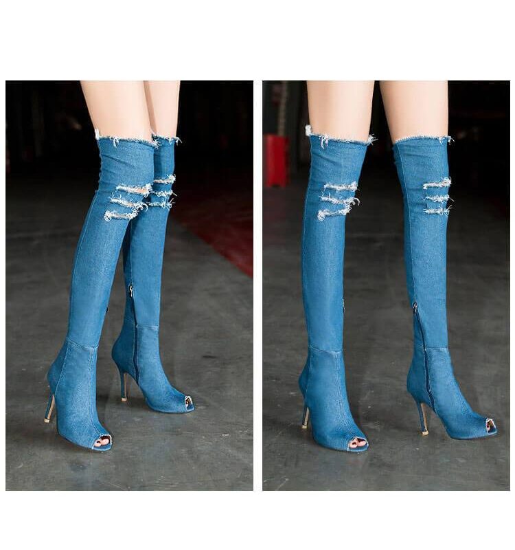 Over the Knee Peep Toe Boots
