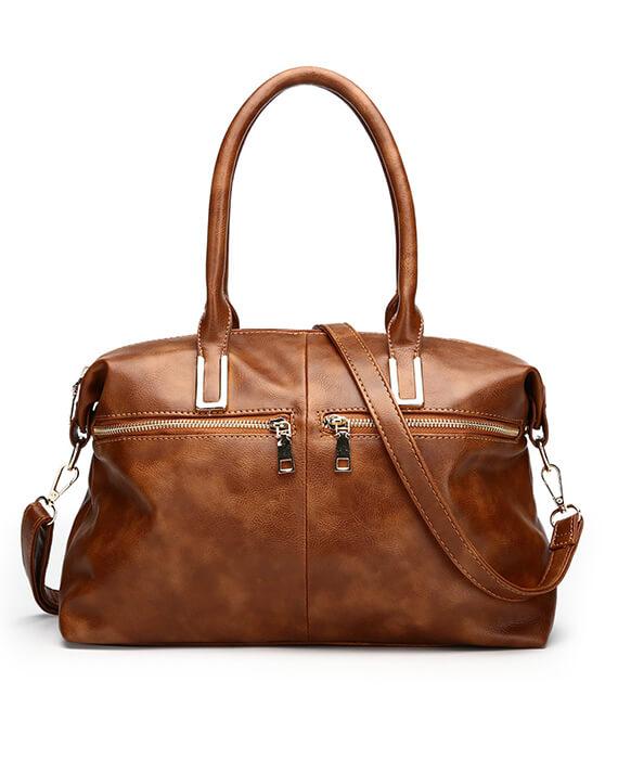 Large Capacity Retro Zipper Tote Handbag