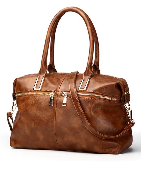 Large Capacity Retro Zipper Tote Handbag