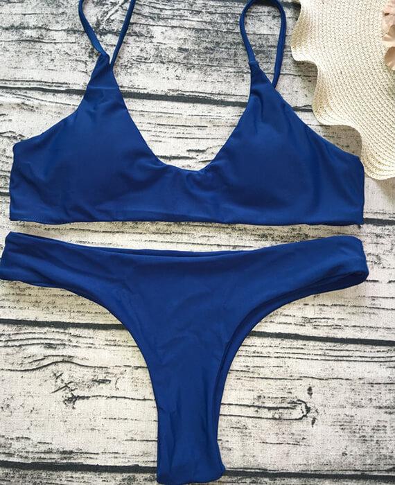 Trangel Solid Color Low Waist Swimsuits