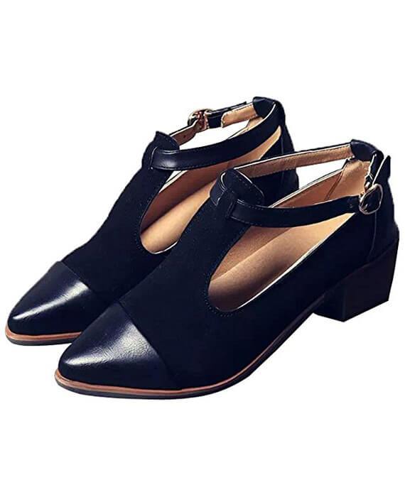 Vintage Oxford Pointed Toe Cut Out Buckle Ladies Shoes