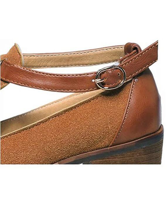 Vintage Oxford Pointed Toe Cut Out Buckle Ladies Shoes