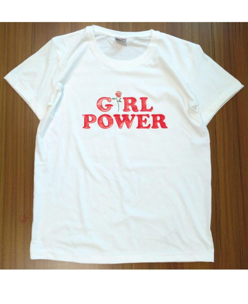 Girl Power Rose Printed Cotton T-shirt