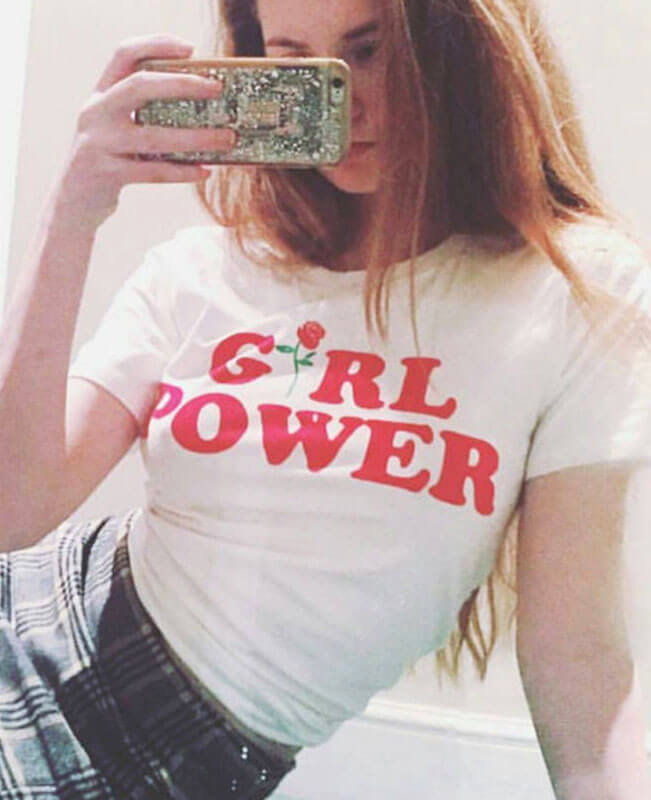 Girl Power Rose Printed Cotton T-shirt