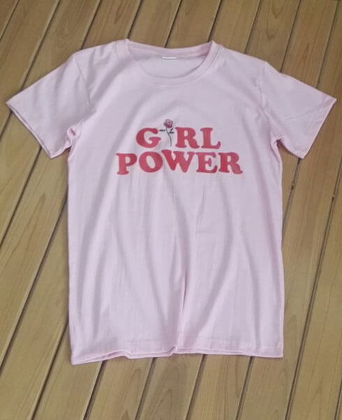Girl Power Rose Printed Cotton T-shirt