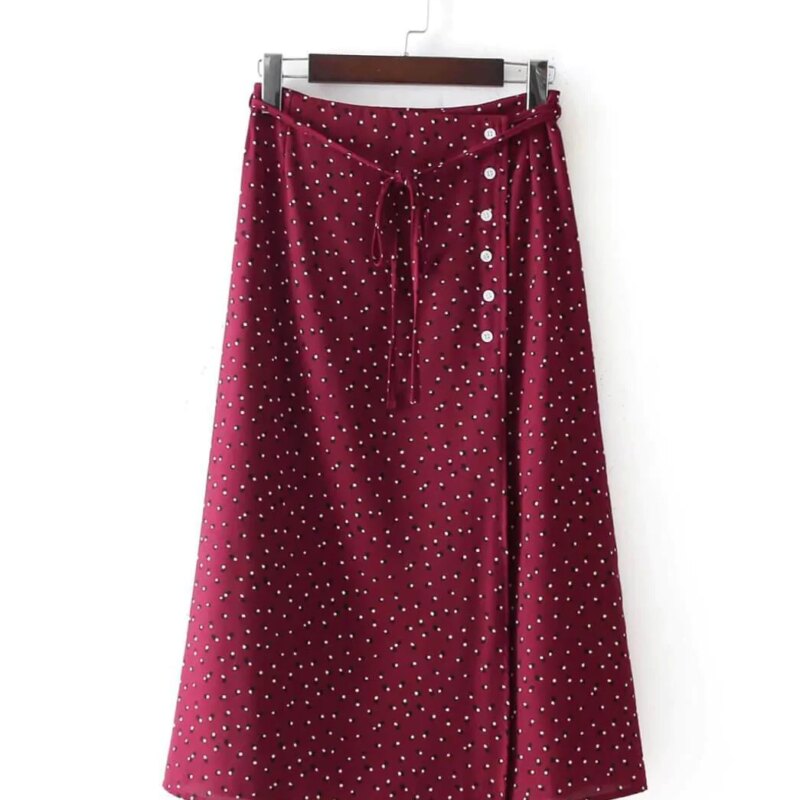 Vintage Floral Print Bandages Split Long Skirt