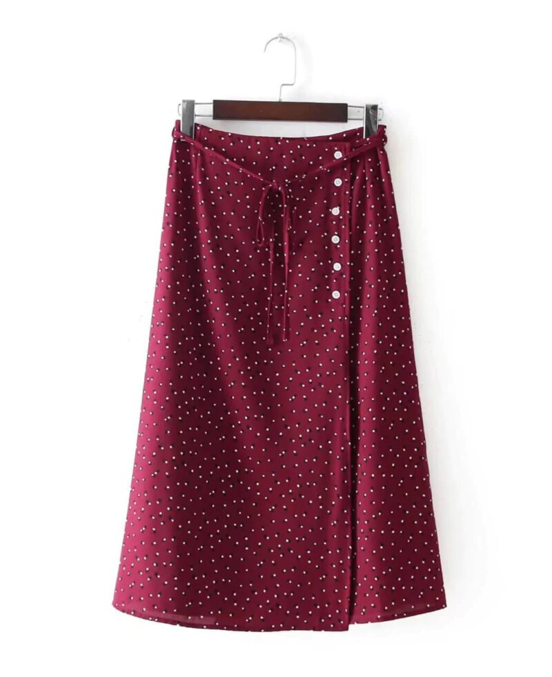 Vintage Floral Print Bandages Split Long Skirt