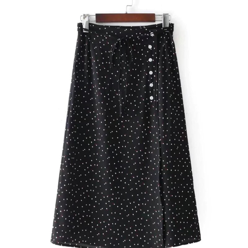 Vintage Floral Print Bandages Split Long Skirt