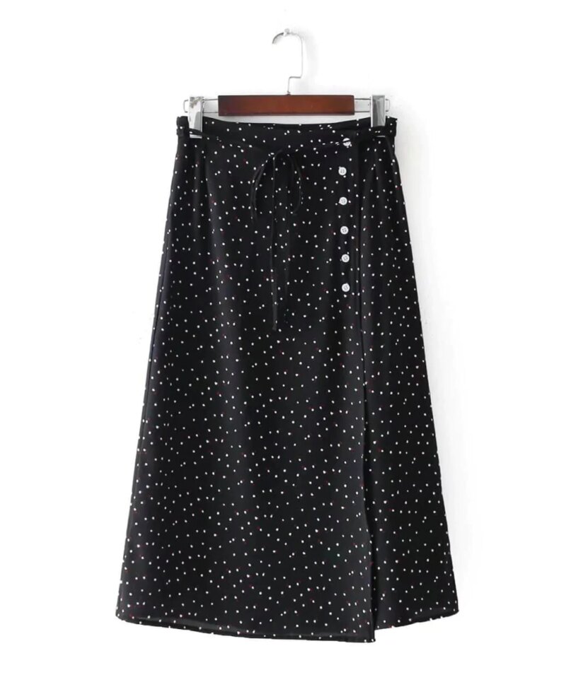 Vintage Floral Print Bandages Split Long Skirt
